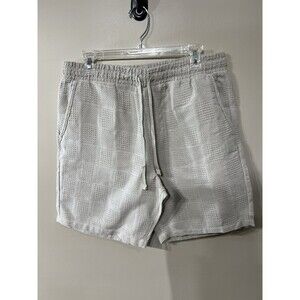 SAINTS STUDIO Men's Shorts Size Large Beige Textured Casual Cool Logo Pockets